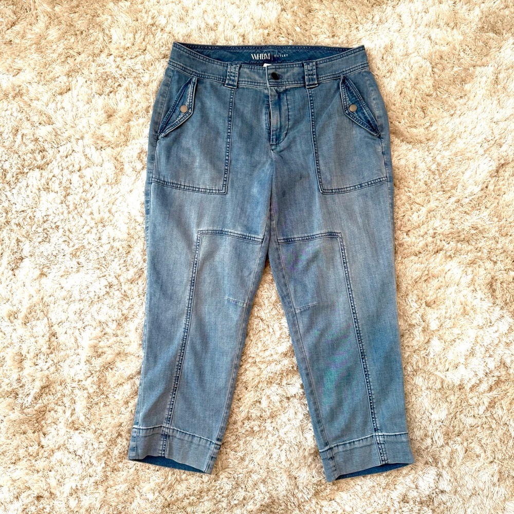 White House Black Market Blue Cropped Capri Jeans Womens Size 8 - Picture 2 of 6